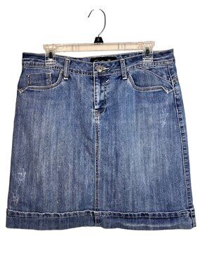 Christina Zinn Blue Denim Mini Skirt With Studded Back Pockets Size 8